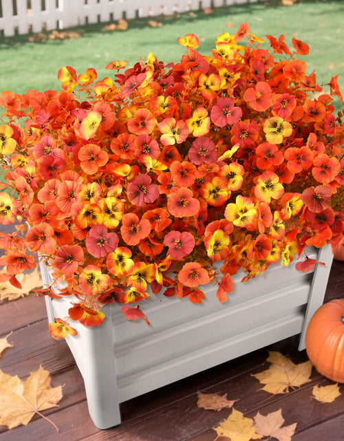 Load image into Gallery viewer, INQCMY Artificial Fall Flowers Faux Pansies Mums 12 Bundle 14" Red Orange Yellow
