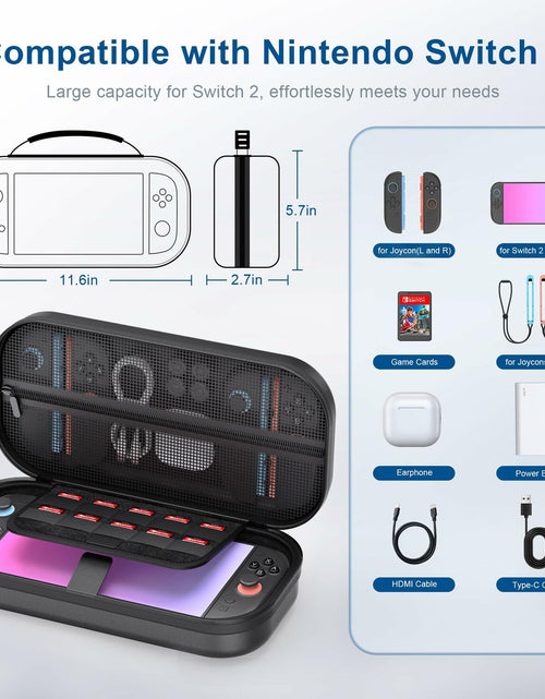 Load image into Gallery viewer, STARTRC GAMES Switch 2 Carrying Case Large PU Hard Travel Bag Black
