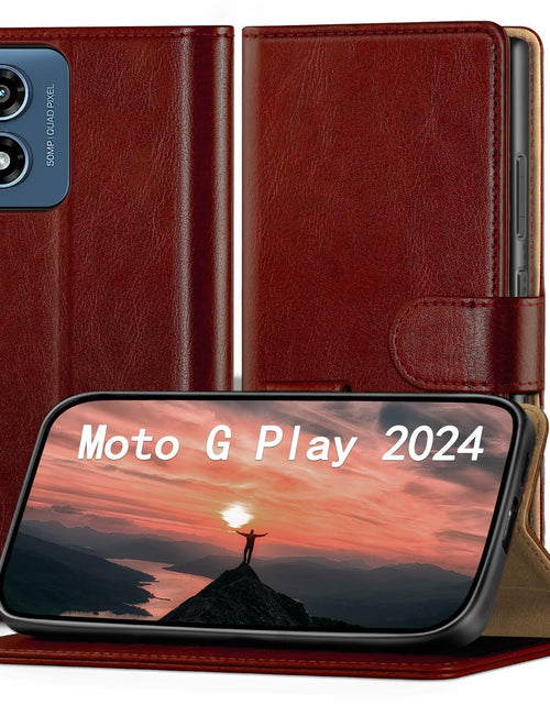 Load image into Gallery viewer, RingPi Moto G 5G 2024 Leather RFID Wallet Case Brown 3 Card Slots
