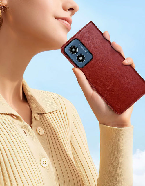 Load image into Gallery viewer, RingPi Moto G 5G 2024 Leather RFID Wallet Case Brown 3 Card Slots
