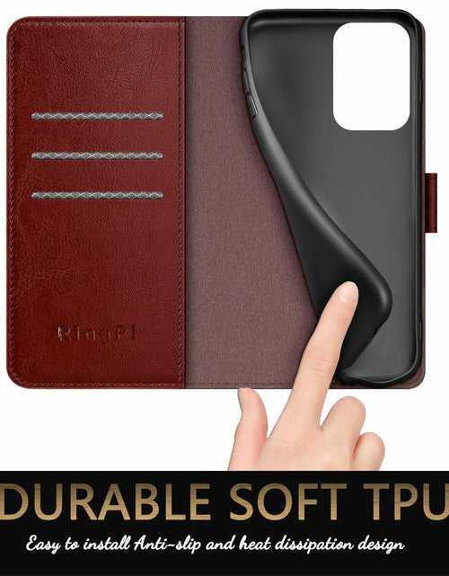 Load image into Gallery viewer, RingPi Moto G 5G 2024 Leather RFID Wallet Case Brown 3 Card Slots
