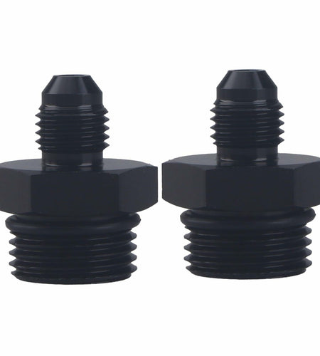 YOMIRACING 6AN Male Flare to 8AN 1/4NPT Aluminum Fuel Rail Adapter Black 2pc