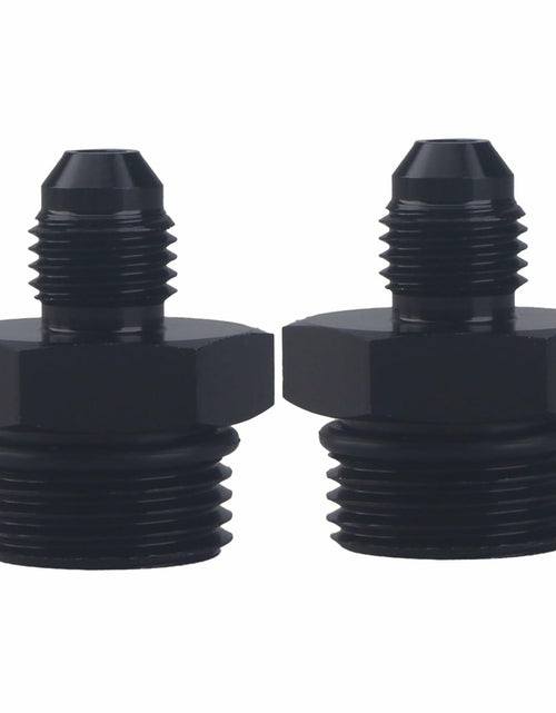 Load image into Gallery viewer, YOMIRACING 6AN Male Flare to 8AN 1/4NPT Aluminum Fuel Rail Adapter Black 2pc
