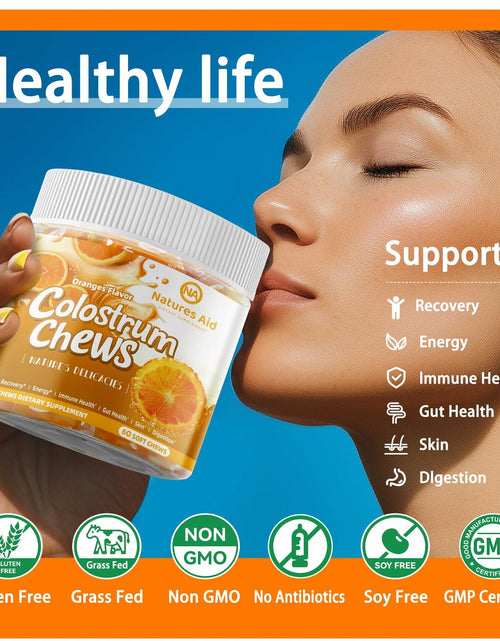 Load image into Gallery viewer, BestBy12/26 Natures Aid Colostrum Chews Probiotics Gut Health Orange 60 Sv
