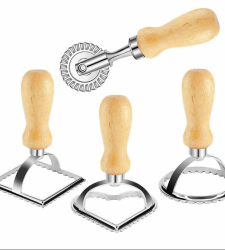 zeite Pasta Press Maker Stamp Set Round Square Heart Ravioli Mold Silver