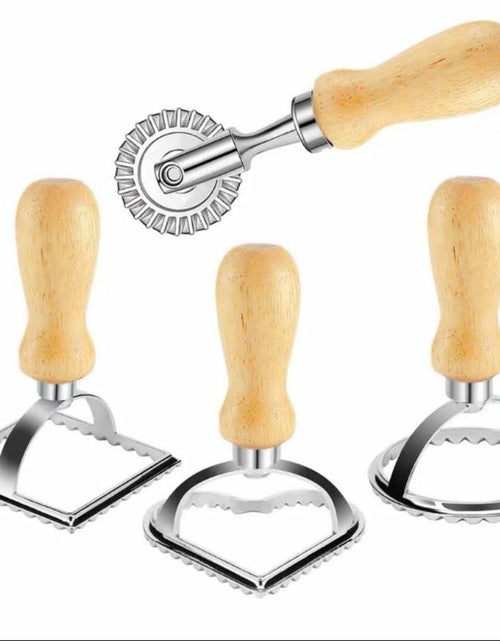 Load image into Gallery viewer, zeite Pasta Press Maker Stamp Set Round Square Heart Ravioli Mold Silver

