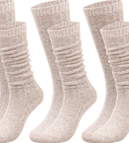 TINTAO Women Winter Wool Cable Knit Knee High Boot Socks 3 Pairs Size 5-11 A06