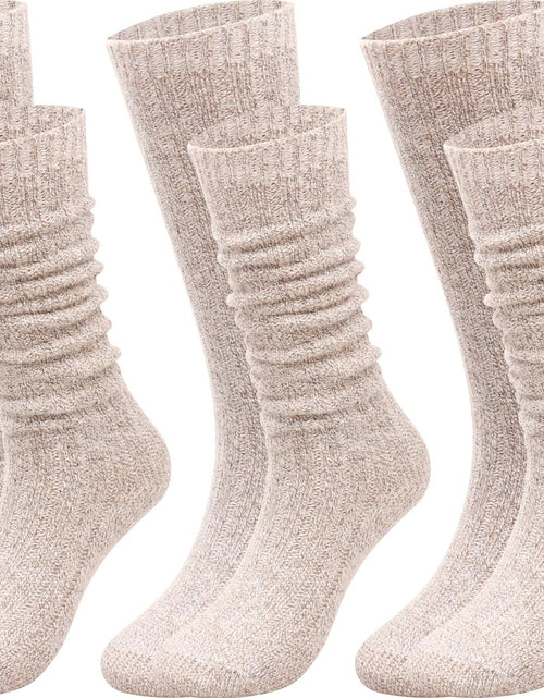 Load image into Gallery viewer, TINTAO Women Winter Wool Cable Knit Knee High Boot Socks 3 Pairs Size 5-11 A06
