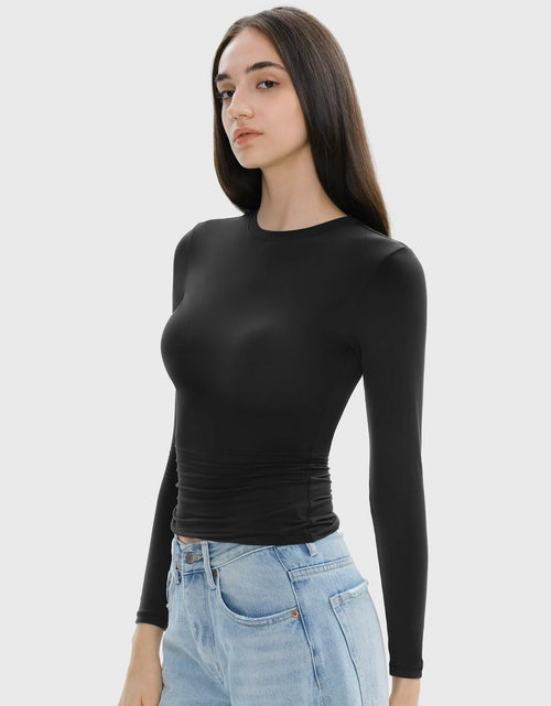 Load image into Gallery viewer, C202 Women's Long Sleeve Crew Neck Slim Fit Top Soot Size X-Small
