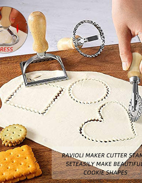 Load image into Gallery viewer, zeite Pasta Press Maker Stamp Set Round Square Heart Ravioli Mold Silver
