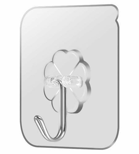 YAYETUR Strong Adhesive Wall Hook Acrylic Plum Blossom Transparent 2.8x2.8"