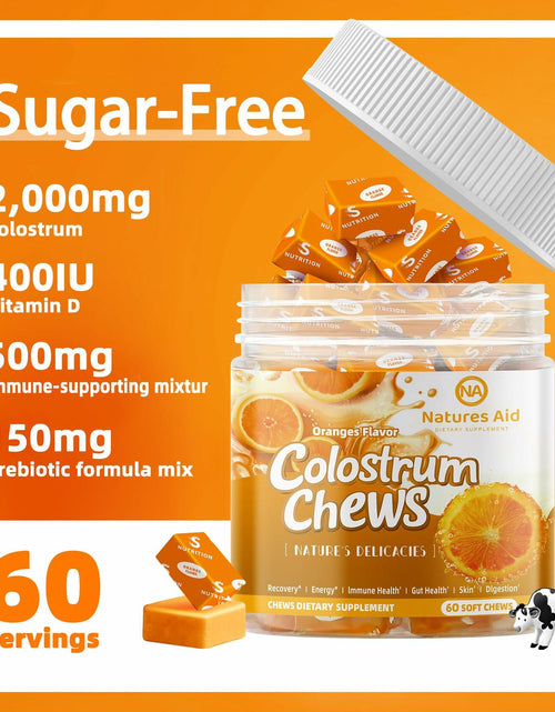 Load image into Gallery viewer, BestBy12/26 Natures Aid Colostrum Chews Probiotics Gut Health Orange 60 Sv
