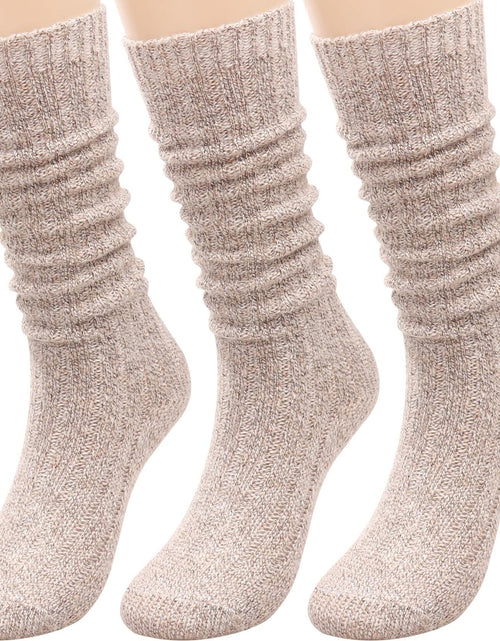 Load image into Gallery viewer, TINTAO Women Winter Wool Cable Knit Knee High Boot Socks 3 Pairs Size 5-11 A06

