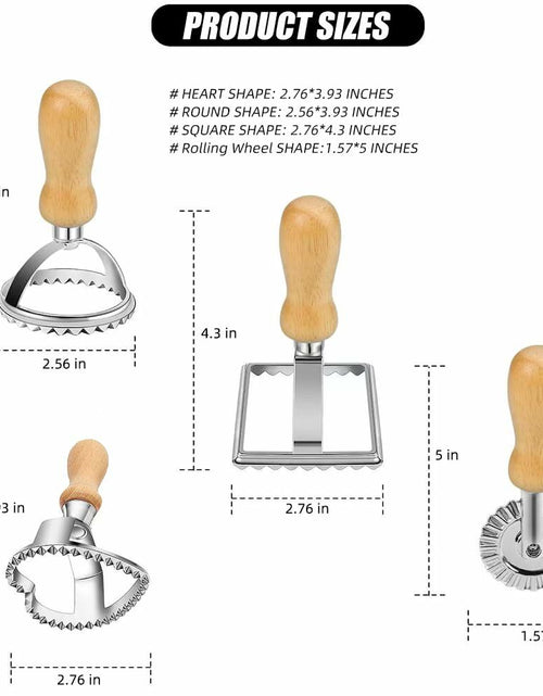 Load image into Gallery viewer, zeite Pasta Press Maker Stamp Set Round Square Heart Ravioli Mold Silver
