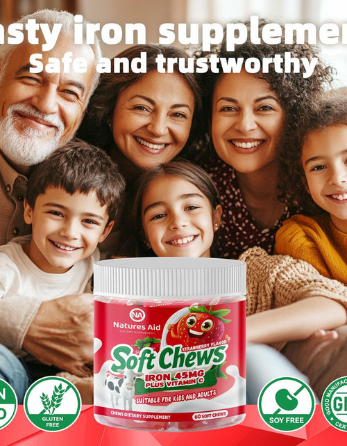 Load image into Gallery viewer, BestBy12/25 Natures Aid Chewable Iron Supplement Strawberry Flavor 2Month Supply
