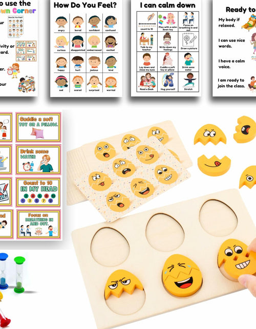 Load image into Gallery viewer, Roromonia Calming Corner Kit with Posters Feelings Chart Wooden Puzzle
