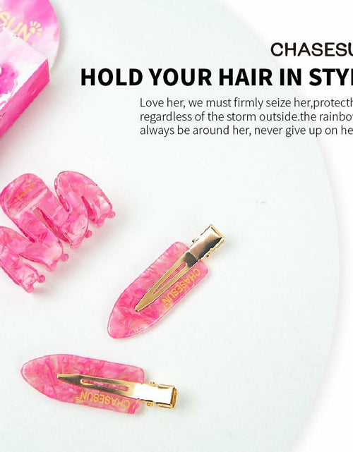 Load image into Gallery viewer, CHASESUN Pink Hair Claw Clips Set 3 Pcs Acetate Solid Pattern
