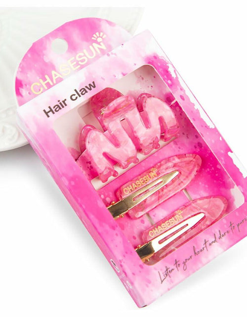Load image into Gallery viewer, CHASESUN Pink Hair Claw Clips Set 3 Pcs Acetate Solid Pattern
