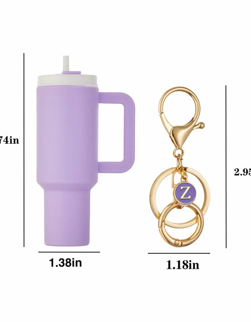 Load image into Gallery viewer, Sanyaa Initial Mini Cup Keychain Accessories for Stanley Purple E
