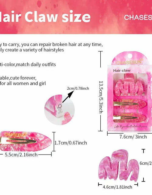 Load image into Gallery viewer, CHASESUN Pink Hair Claw Clips Set 3 Pcs Acetate Solid Pattern
