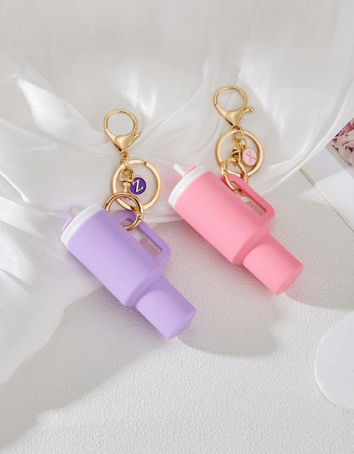 Load image into Gallery viewer, Sanyaa Initial Mini Cup Keychain Accessories for Stanley Purple E
