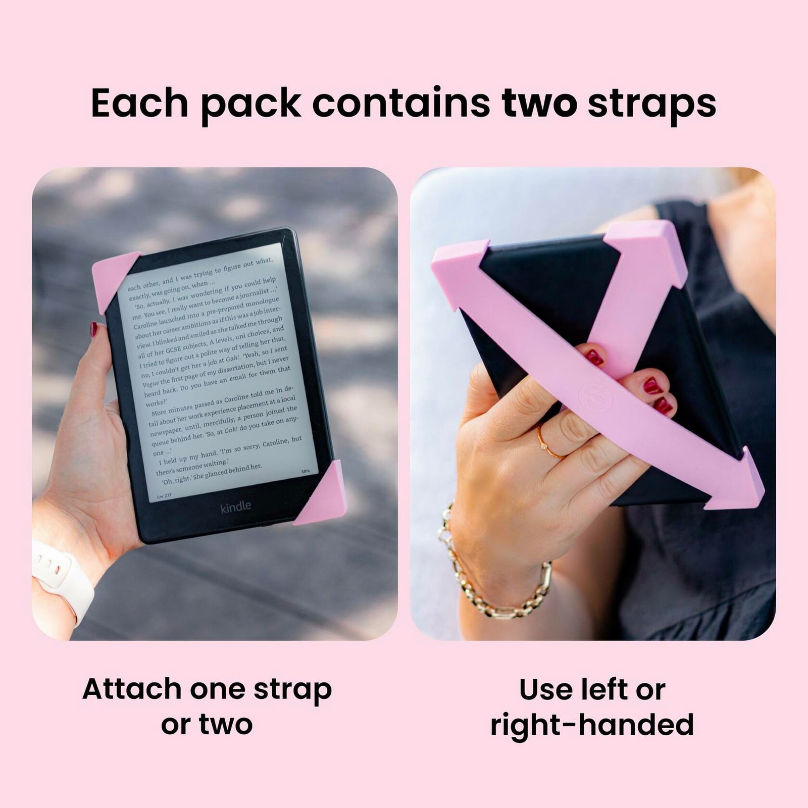Strapsicle Hand Strap for Kindle Basic 11th/12th Gen & Kobo NIA Small Black