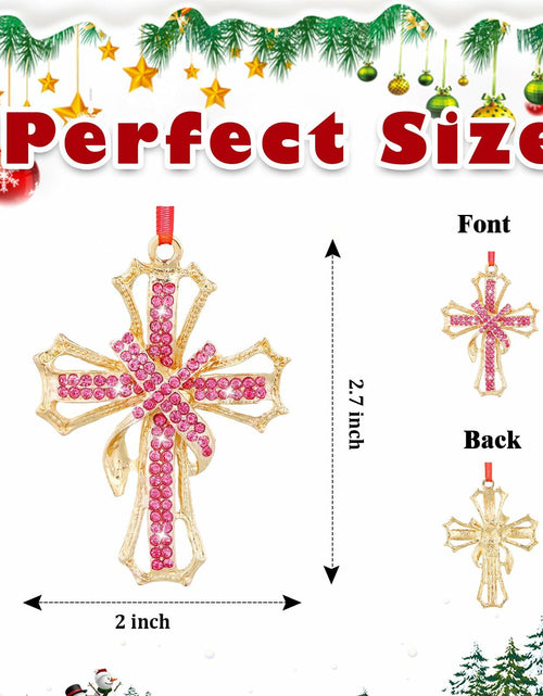 Load image into Gallery viewer, GROWTHMAGIC Metal Cross Christian Christmas Ornaments Pink Religious Decor
