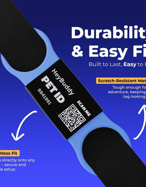 Load image into Gallery viewer, HeyBuddy Slide Series QR Code Smart Pet Tag Stainless Steel Blue
