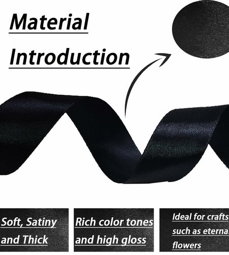MEYIART Black Satin Ribbon 1.5in x 25yds Wedding Gift Wrapping Polyester