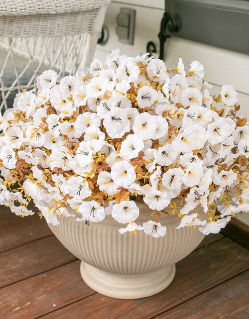 Load image into Gallery viewer, HyeFlora Fake Mums Artificial Fall Flowers 12 Bundles White Silk Morning Glory
