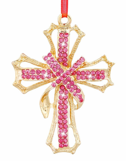 Load image into Gallery viewer, GROWTHMAGIC Metal Cross Christian Christmas Ornaments Pink Religious Decor
