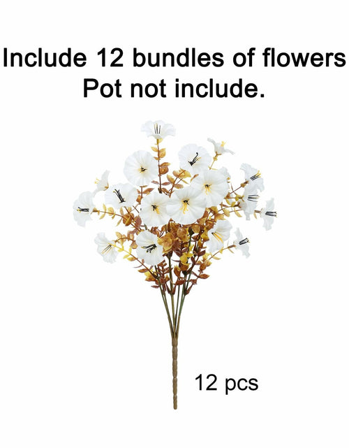 Load image into Gallery viewer, HyeFlora Fake Mums Artificial Fall Flowers 12 Bundles White Silk Morning Glory
