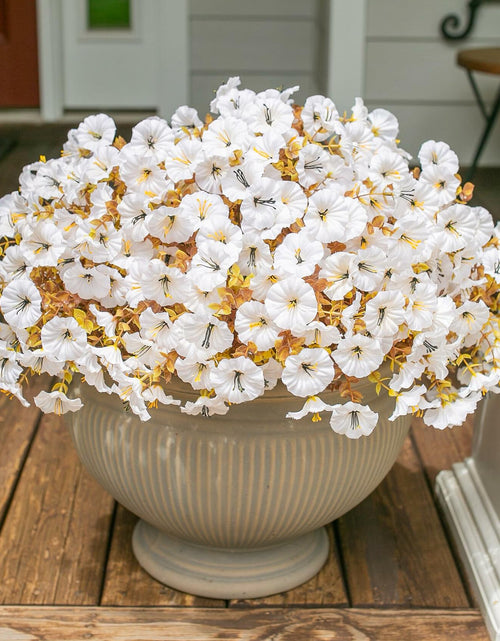 Load image into Gallery viewer, HyeFlora Fake Mums Artificial Fall Flowers 12 Bundles White Silk Morning Glory
