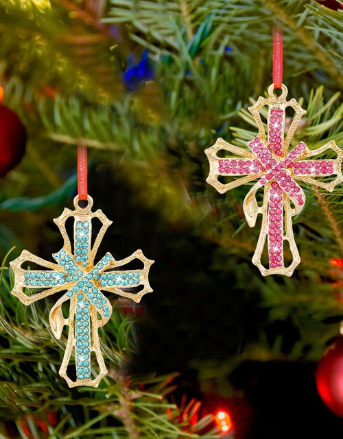 Load image into Gallery viewer, GROWTHMAGIC Metal Cross Christian Christmas Ornaments Pink Religious Decor
