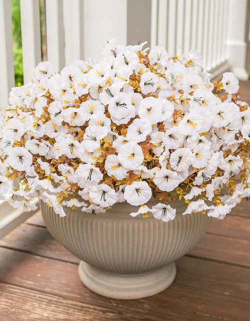 Load image into Gallery viewer, HyeFlora Fake Mums Artificial Fall Flowers 12 Bundles White Silk Morning Glory
