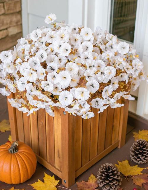 Load image into Gallery viewer, HyeFlora Fake Mums Artificial Fall Flowers 12 Bundles White Silk Morning Glory
