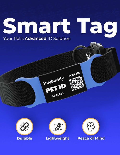 Load image into Gallery viewer, HeyBuddy Slide Series QR Code Smart Pet Tag Stainless Steel Blue
