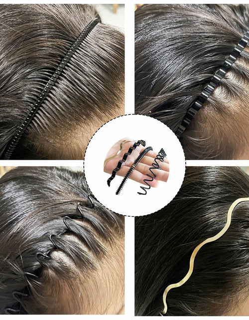 Load image into Gallery viewer, WEIMAISI 4pcs Black Metal Wavy Non Slip Hair Hoop Headband Accessories
