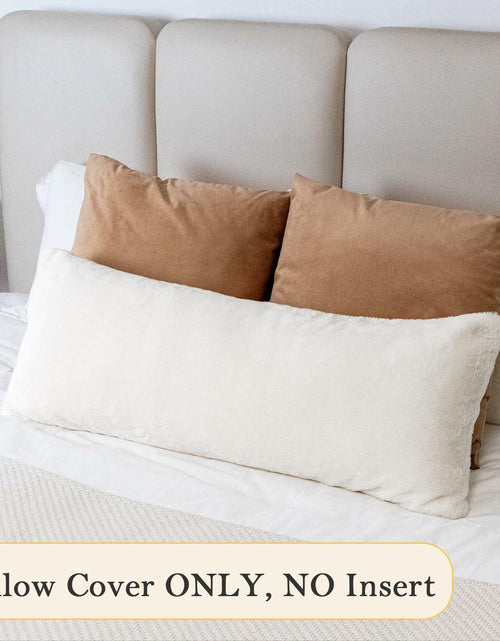 Load image into Gallery viewer, JoraLion Faux Fur Lumbar Pillow Cover 14x36 inch Cream Rabbit Plush 1 Cover
