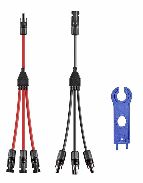 Load image into Gallery viewer, Daohaodeli Solar Connectors 30A 12AWG 1-3 Y Branch Adapter Cable Pair Red+Black
