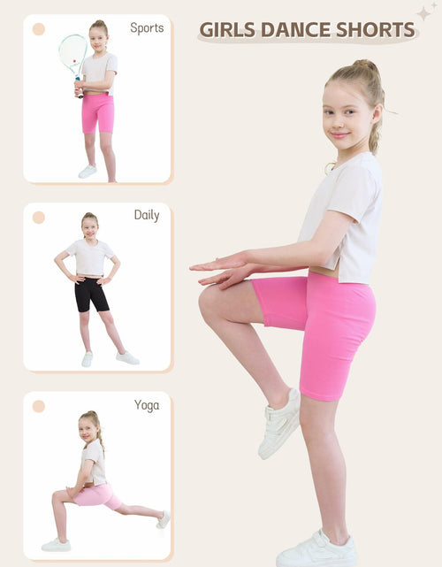 Load image into Gallery viewer, HoeVou Girls Cotton Cartwheel Biker Bermuda Shorts 4 Pack Multi-Color Size 5-6X
