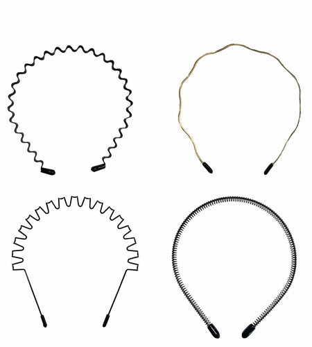 WEIMAISI 4pcs Black Metal Wavy Non Slip Hair Hoop Headband Accessories