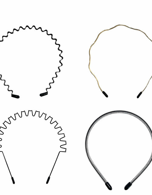 Load image into Gallery viewer, WEIMAISI 4pcs Black Metal Wavy Non Slip Hair Hoop Headband Accessories
