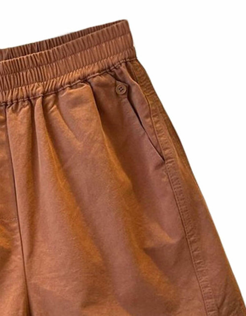 Load image into Gallery viewer, Falainetee Women's Cotton Summer Casual Shorts Brown Size L
