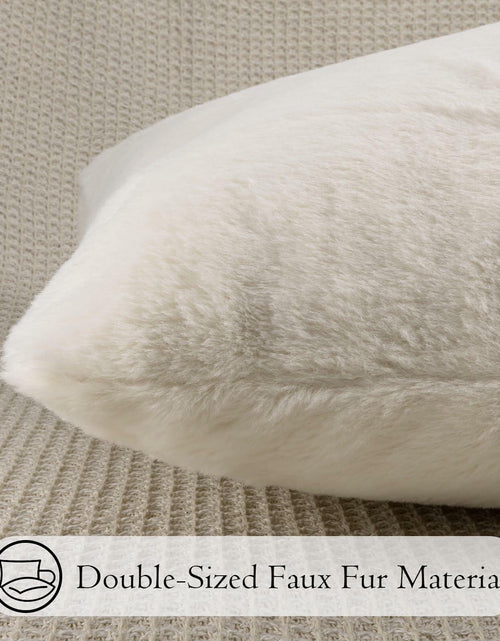 Load image into Gallery viewer, JoraLion Faux Fur Lumbar Pillow Cover 14x36 inch Cream Rabbit Plush 1 Cover
