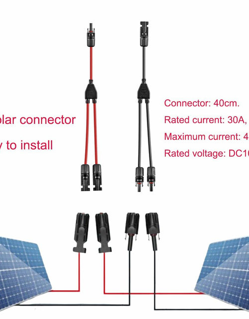 Load image into Gallery viewer, Daohaodeli Solar Connectors 30A 12AWG 1-3 Y Branch Adapter Cable Pair Red+Black
