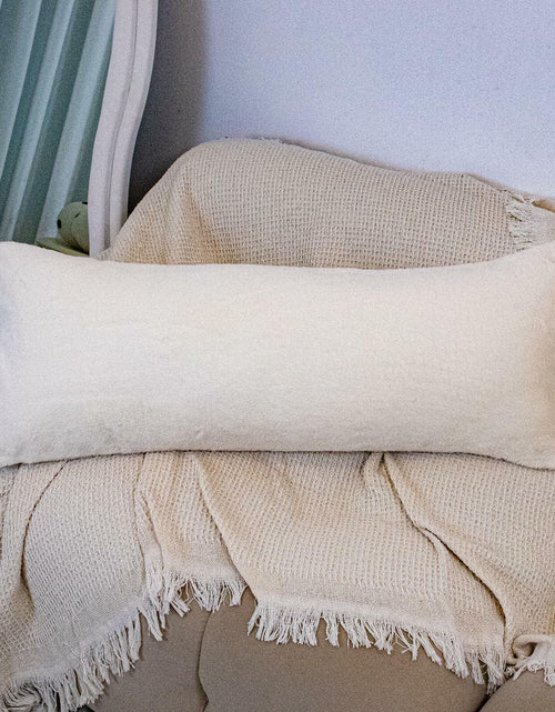 Load image into Gallery viewer, JoraLion Faux Fur Lumbar Pillow Cover 14x36 inch Cream Rabbit Plush 1 Cover
