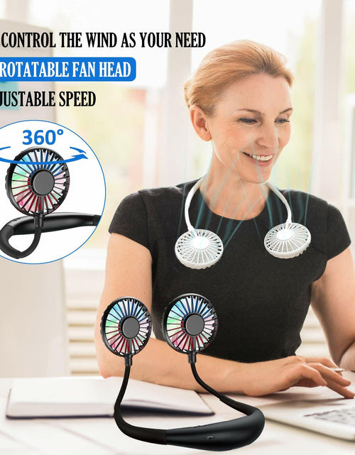 Load image into Gallery viewer, YALTOON Neck Fan 2600mAh USB Portable Black 7 Blades 3 Speeds Over 12H
