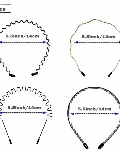 Load image into Gallery viewer, WEIMAISI 4pcs Black Metal Wavy Non Slip Hair Hoop Headband Accessories
