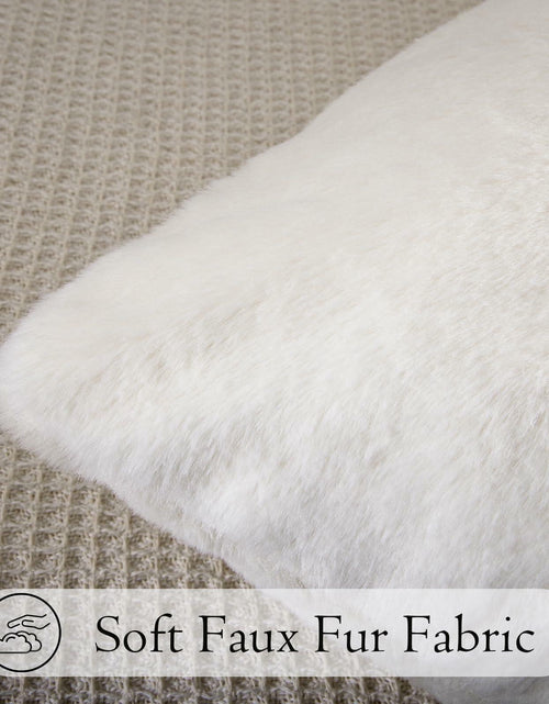 Load image into Gallery viewer, JoraLion Faux Fur Lumbar Pillow Cover 14x36 inch Cream Rabbit Plush 1 Cover
